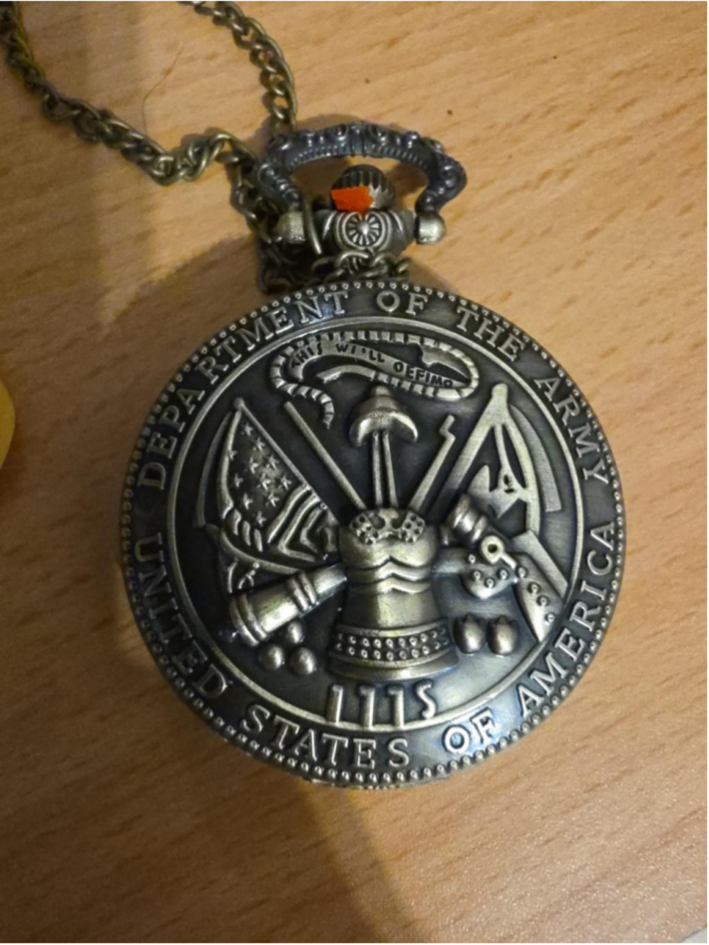 US Army Department of the Army Seal Quartz Pocket Watch Chain New Unused